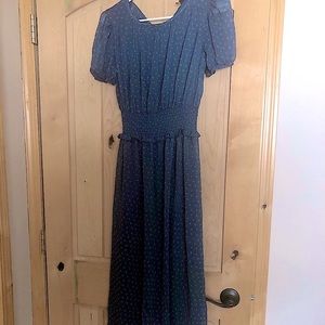 Wild Fable Blue Midi Dress Boho Prairie Smocked Waist